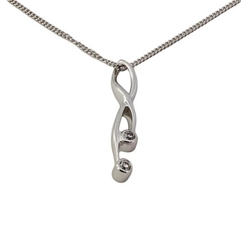 9ct White Gold Diamond Pendant with Chain